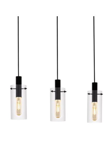 Lámpara de techo LED de cristal cilíndrico Montefino 3XE27 | Lámpara clásica vidrio Eglo Iluminación | LeonLeds Iluminación