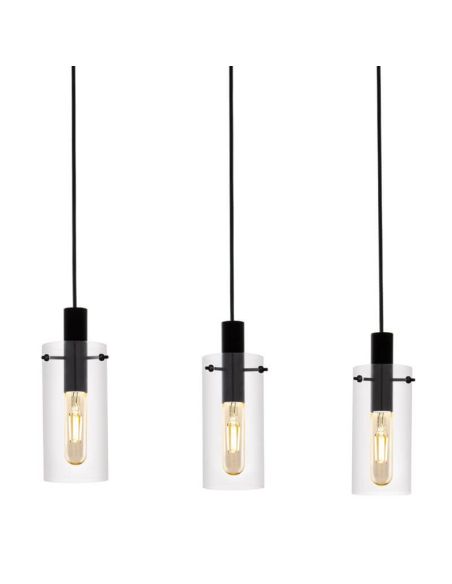 Lámpara de techo LED de cristal cilíndrico Montefino 3XE27 | Lámpara clásica vidrio Eglo Iluminación | LeonLeds Iluminación