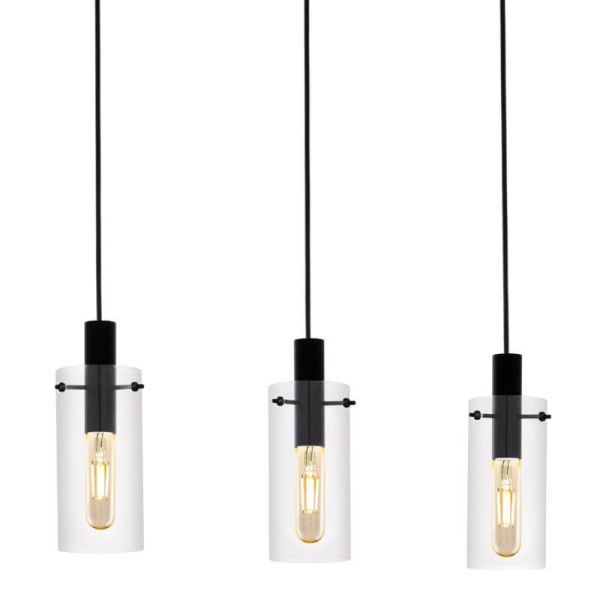 Lámpara de techo LED de cristal cilíndrico Montefino 3XE27 | Lámpara clásica vidrio Eglo Iluminación | LeonLeds Iluminación