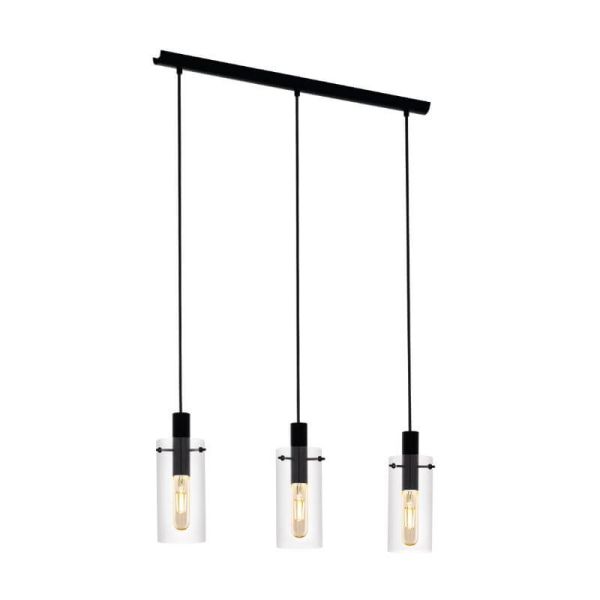 Lámpara de techo LED de cristal cilíndrico Montefino 3XE27 | Lámpara clásica de techo de Eglo Iluminación | LeonLeds Iluminación