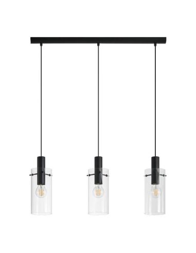 Montefino plafonnier LED cylindrique en verre 3XE27 | Lampe classique en verre Eglo Iluminación | LeonLeds Iluminación