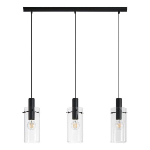 Montefino plafonnier LED cylindrique en verre 3XE27 | Lampe classique en verre Eglo Iluminación | LeonLeds Iluminación