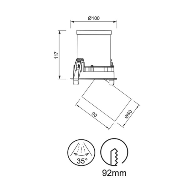 Spot LED encastrable et orientable GARDA, 7W blanc, 2700K/3000K/4000K