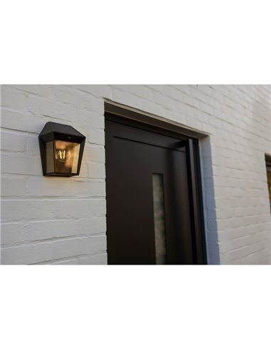 Aplique de pared exterior de estilo clásico AVONY, con sensor de movimeinto y panel solar, E27, negro