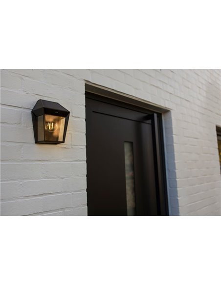 Aplique de pared exterior de estilo clásico AVONY, con sensor de movimeinto y panel solar, E27, negro