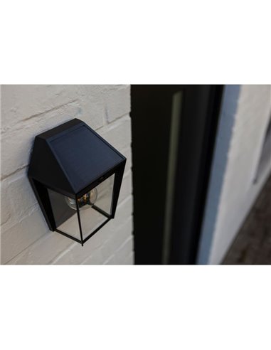 Aplique de pared exterior de estilo clásico AVONY, con sensor de movimeinto y panel solar, E27, negro