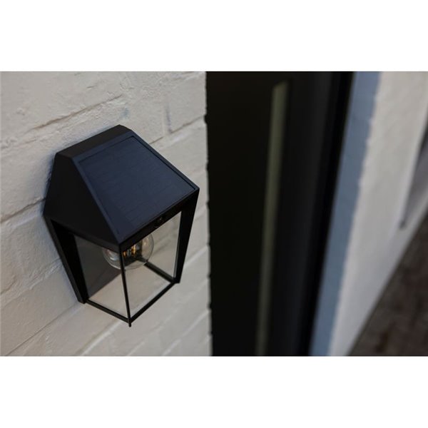 Aplique de pared exterior de estilo clásico AVONY, con sensor de movimeinto y panel solar, E27, negro