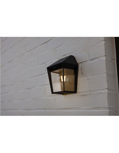 Aplique de pared exterior de estilo clásico AVONY, con sensor de movimeinto y panel solar, E27, negro