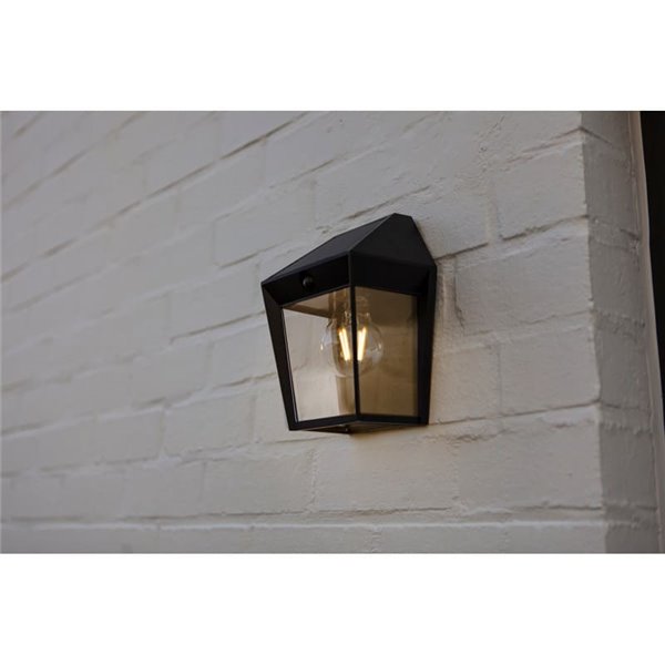 Aplique de pared exterior de estilo clásico AVONY, con sensor de movimeinto y panel solar, E27, negro