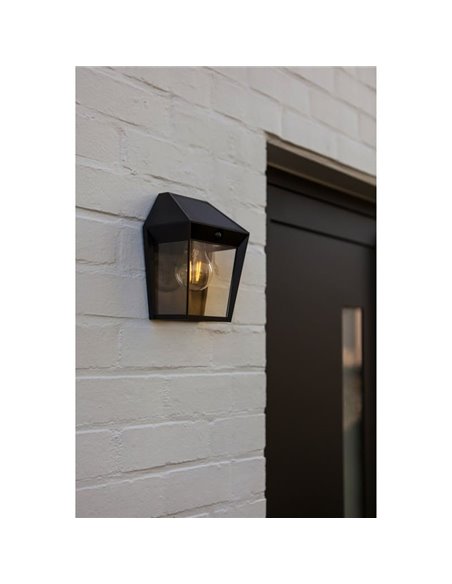 Aplique de pared exterior de estilo clásico AVONY, con sensor de movimeinto y panel solar, E27, negro