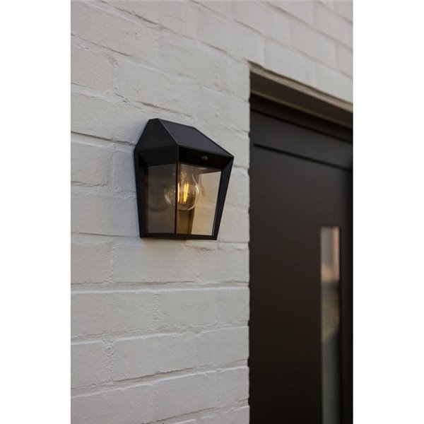 Aplique de pared exterior de estilo clásico AVONY, con sensor de movimeinto y panel solar, E27, negro