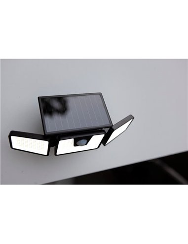 Foco LED reflector triple BRITI, con panel solar y sensor PIR, 6W 750Lm, 5000K