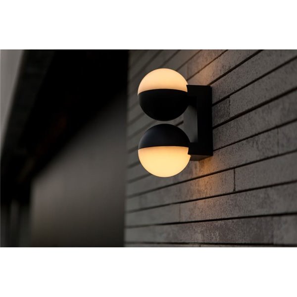 Lámpara de pared LED exterior doble en forma de globo LOOMA, con luz giro 270º, 15,6W 2300Lm, 3000K