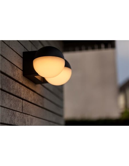 Candeeiro de parede LED duplo para exterior em forma de globo LOOMA, com luz giratória 270º, 15,6W 2300Lm, 3000K