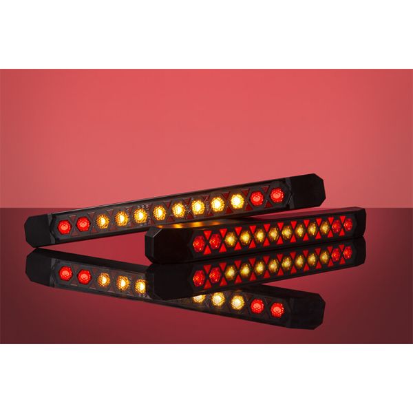 Barra LED trasera para remolques y plataformas – Homologada y resistente con cable 3 Funciones R1 S1 2a ECE R10 Horpol
