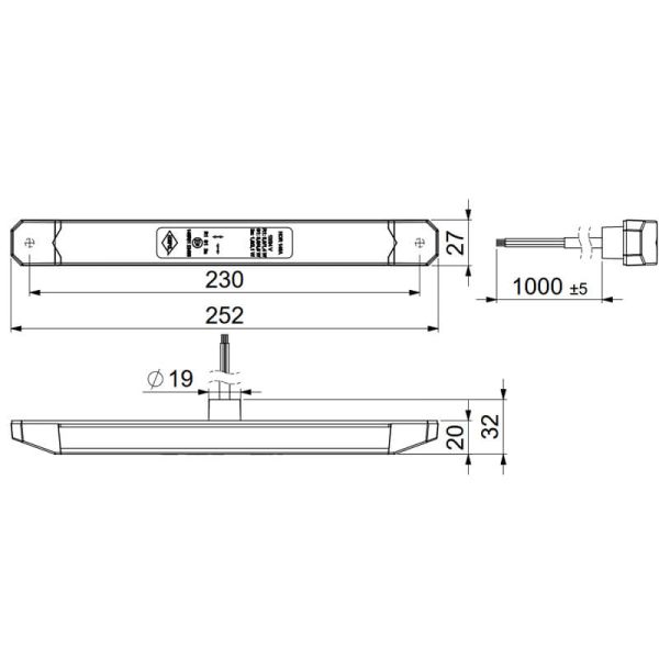 Medidas Barra LED trasera para remolques y plataformas – Homologada y resistente con cable 3 Funciones R1 S1 2a ECE R10