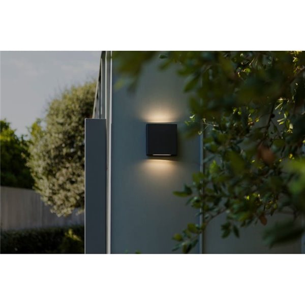 Aplique cuadrado exterior LED con luz arriba y abajo PILI, 8,5W 1310Lm, 4000K