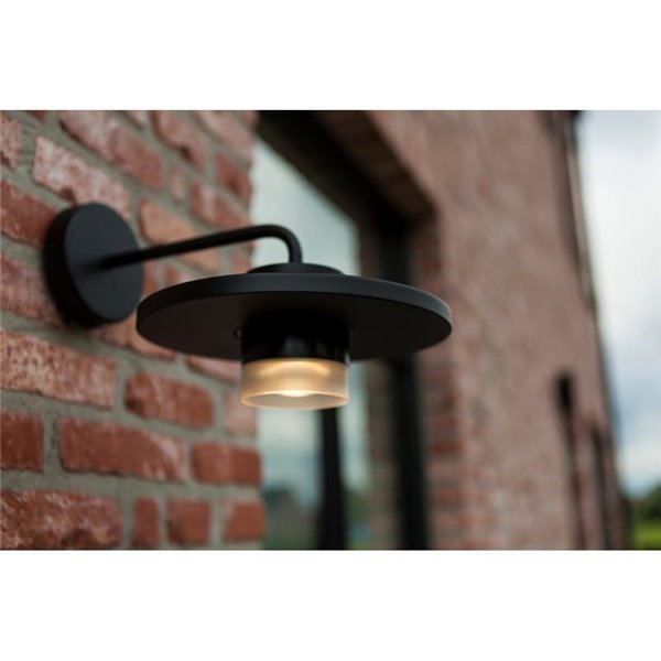 Aplique exterior LED PLATO, con forma de sombrero elegante negro, 7W 1170Lm, 3000K