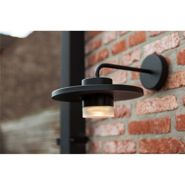 Aplique exterior LED PLATO, con forma de sombrero elegante negro, 7W 1170Lm, 3000K