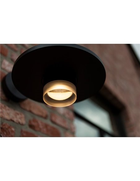 Aplique exterior LED PLATO, con forma de sombrero elegante negro, 7W 1170Lm, 3000K