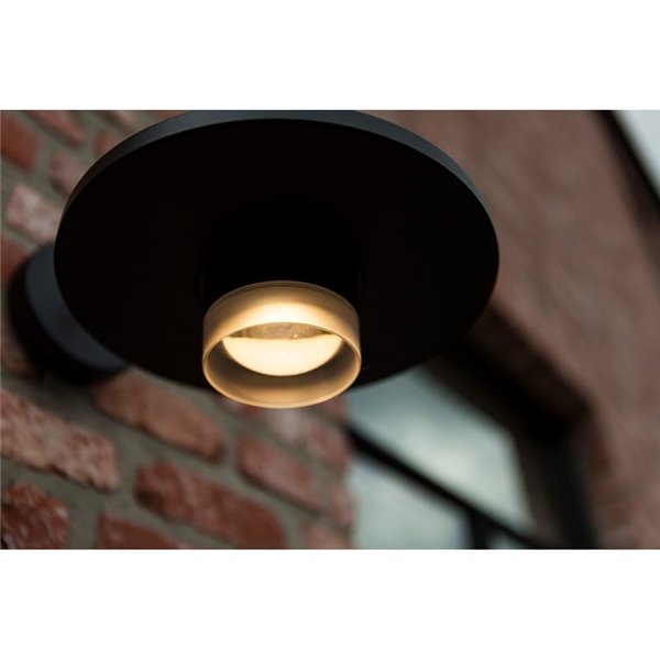 Aplique exterior LED PLATO, con forma de sombrero elegante negro, 7W 1170Lm, 3000K