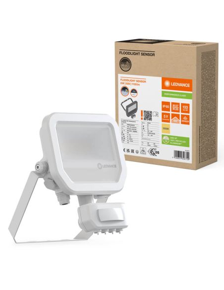 Proyector LED Exterior con Sensor de Movimiento Blanco 8W 1200 lm IP65 FL 10 SN P 8W 1K2LM SY100 WT 3000K