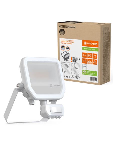 Holofote LED branco para exterior com sensor de movimento 17W 2400 lm IP65 FL 20 SN P 17W 2K4LM SY100 WT 4000K