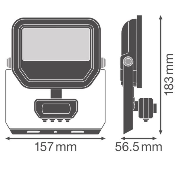 Medidas Proyector LED Exterior blanco con Sensor de Movimiento 17W 2400 lm IP65 FL 20 SN P 17W 2K4LM SY100 WT 4000K
