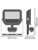 Medidas Proyector LED Exterior negro con Sensor de Movimiento 17W 2400 lm IP65 FL 20 SN P 17W 2K4LM SY100 BK Sensor