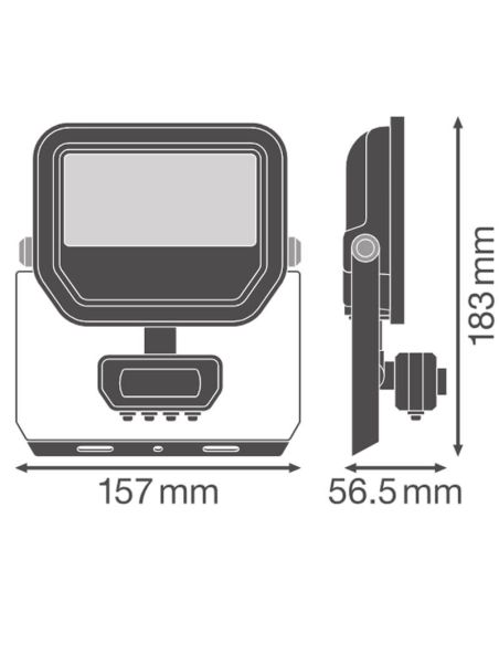 Medidas Proyector LED Exterior negro con Sensor de Movimiento 17W 2400 lm IP65 FL 20 SN P 17W 2K4LM SY100 BK Sensor
