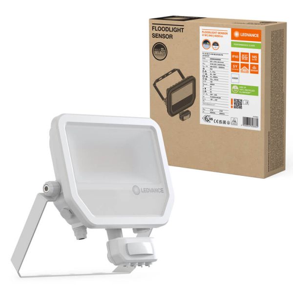 Proyector LED Exterior blanco con Sensor de presencia 41W 6000 lm IP65 FL 50 SN P 41W 6KLM SY100 BK 4000k