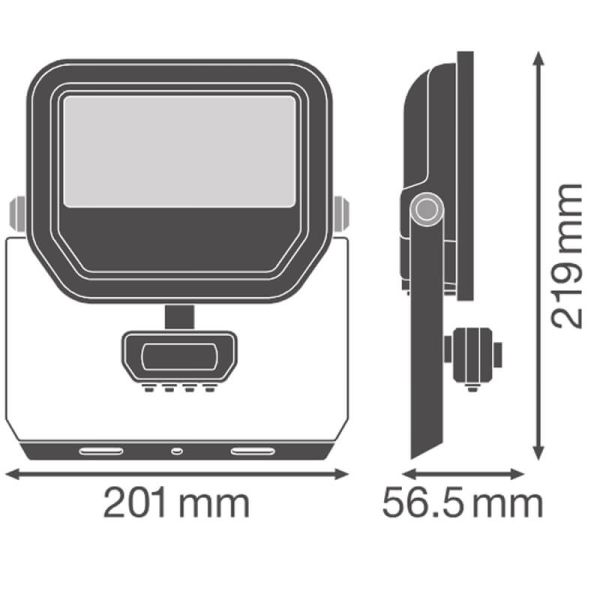 Medidas Proyector LED Exterior blanco con Sensor de presencia 41W 6000 lm IP65 FL 50 SN P 41W 6KLM SY100 BK 4000k