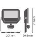 Medidas Proyector LED Exterior negro con Sensor de presencia 41W 6000 lm IP65 FL 50 SN P 41W 6KLM SY100 BK 4000K
