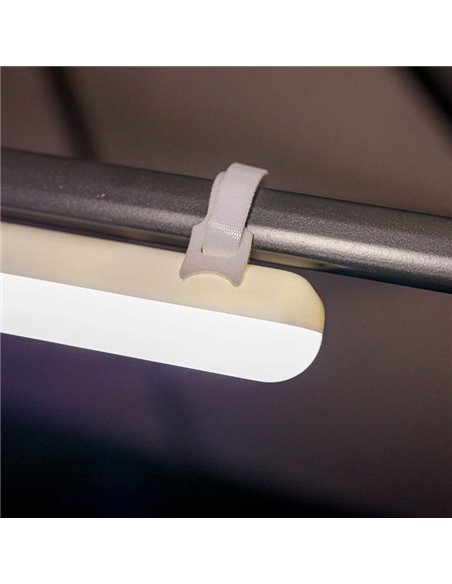Tubo LED para sombrilla/carpa BANANA magnética con batería Dimable + RGB (con straps para colgar)