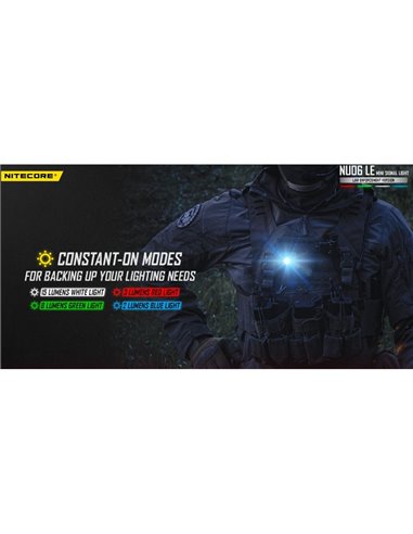 NU06 LE 4 couleurs lampe de signalisation tactique USB-C magnétique rechargeable