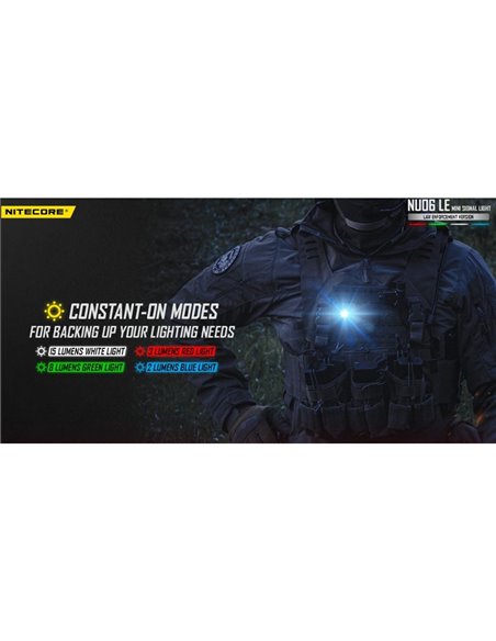 Luz de señalización táctica NU06 LE 4 colores recargable USB-C magnética