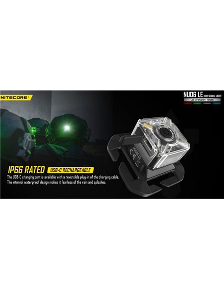 NU06 LE 4 couleurs lampe de signalisation tactique USB-C magnétique rechargeable