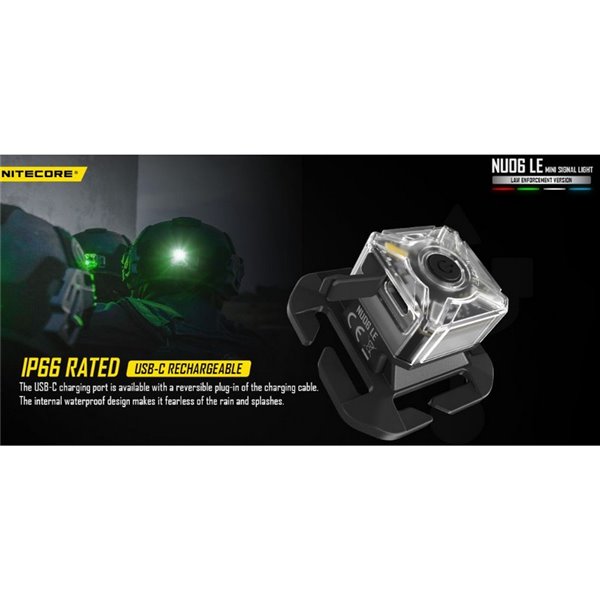 NU06 LE 4 couleurs lampe de signalisation tactique USB-C magnétique rechargeable