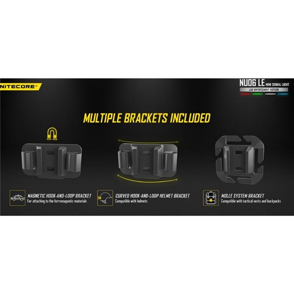 NU06 LE 4 couleurs lampe de signalisation tactique USB-C magnétique rechargeable