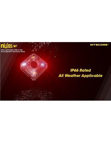 Luz de señalización NU05 V2 ultraligera recargable USB-C IP66
