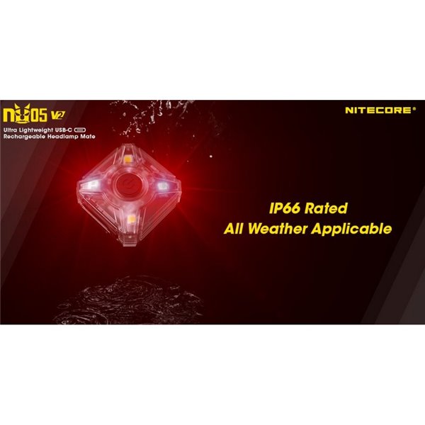 Luz de señalización NU05 V2 ultraligera recargable USB-C IP66