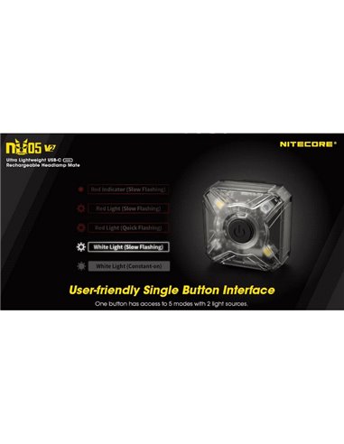 Luz de señalización NU05 V2 ultraligera recargable USB-C IP66