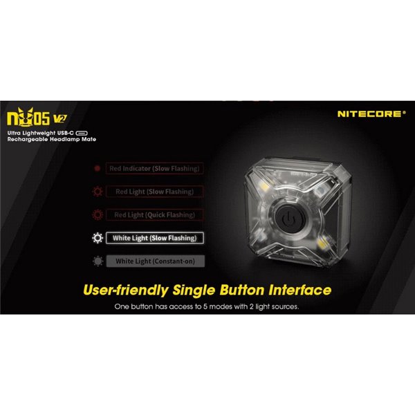 Luz de señalización NU05 V2 ultraligera recargable USB-C IP66