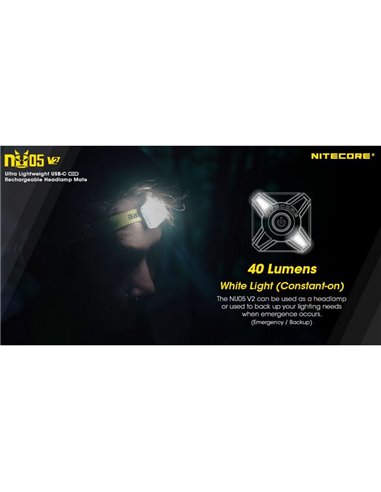 Luz de señalización NU05 V2 ultraligera recargable USB-C IP66