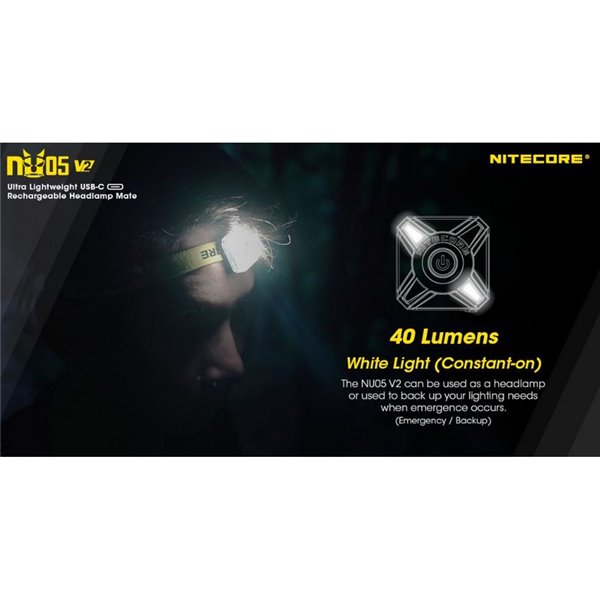 Luz de señalización NU05 V2 ultraligera recargable USB-C IP66