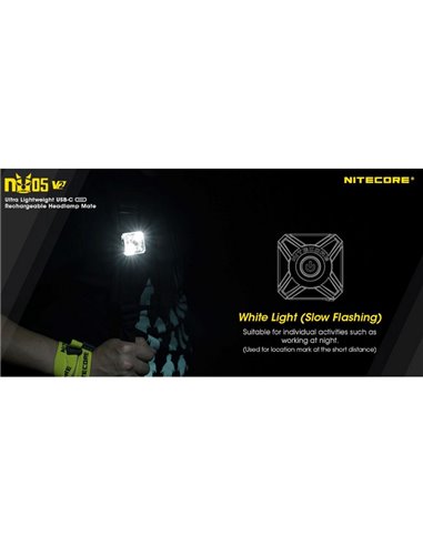 Luz de señalización NU05 V2 ultraligera recargable USB-C IP66