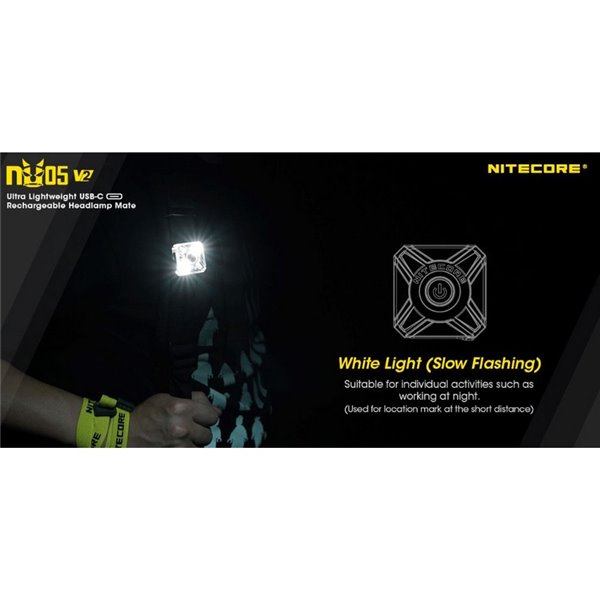 Luz de señalización NU05 V2 ultraligera recargable USB-C IP66