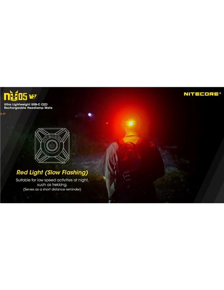 Luz de señalización NU05 V2 ultraligera recargable USB-C IP66