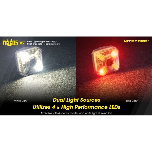 Luz de señalización NU05 V2 ultraligera recargable USB-C IP66