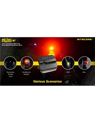 Luz de señalización NU05 V2 ultraligera recargable USB-C IP66